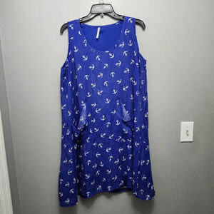 India boutique women's mini dress one size blue and white anchor vacatio…